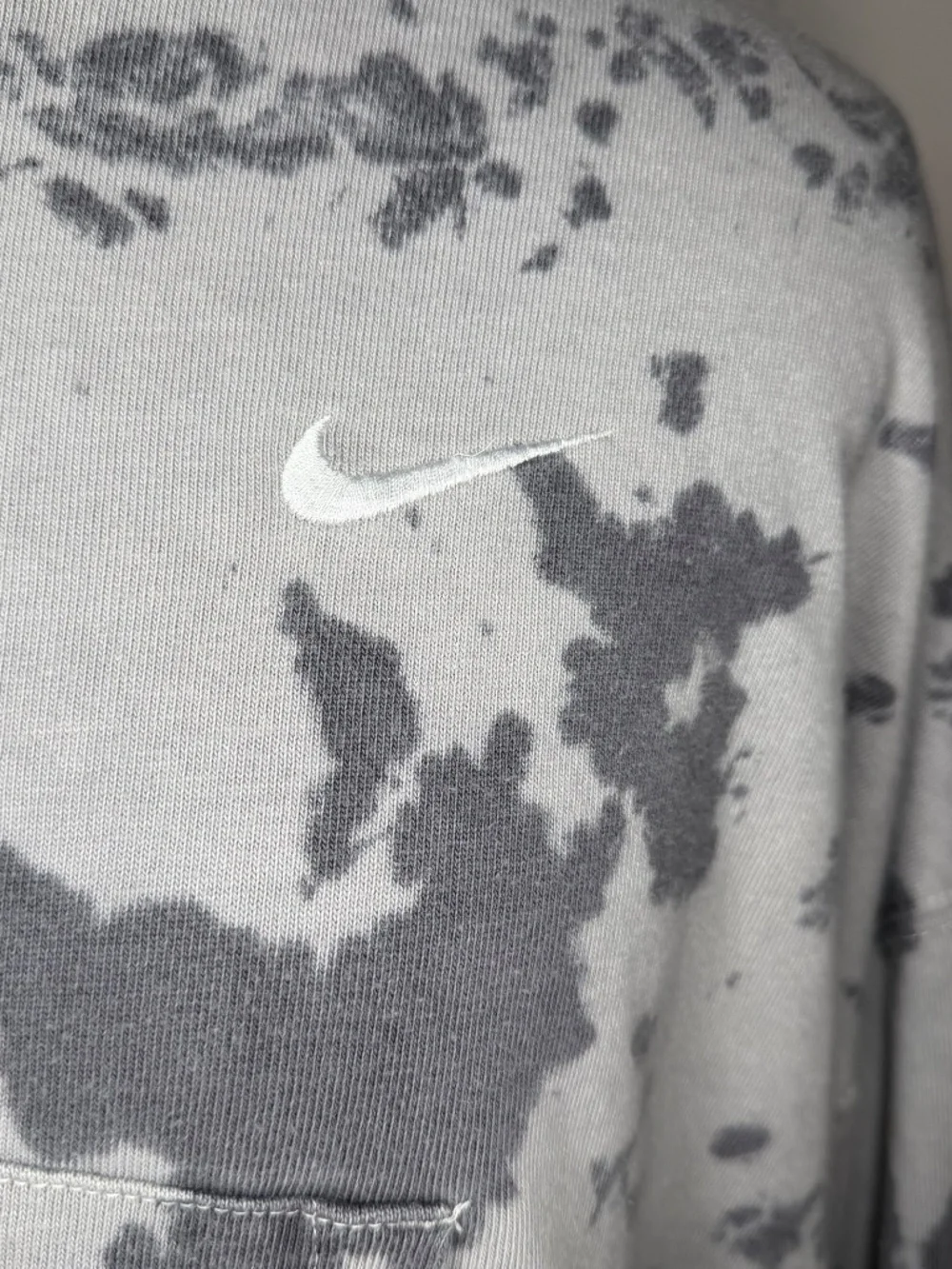 Nike Tie Dye Hoodie Sweatshirt Oversized Cropped Washed Light Dark Gray Women M